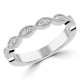 Round Lab Created Diamond Semi-Eternity Wedding Band Ring in White Gold (MVSXB1057-W)