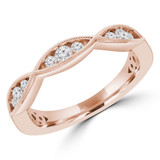 Round Lab Created Diamond Tiara Semi-Eternity Wedding Band Ring in Rose Gold (MVSXB1066-R)