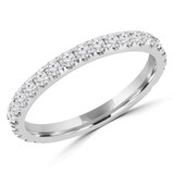 Round Lab Created Diamond 3/4 Way Semi-Eternity Wedding Band Ring in White Gold (MVSXB1071-W)