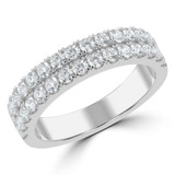 Round Lab Created Diamond Two-Row Semi-Eternity Wedding Band Ring in White Gold (MVSXB1077-W)