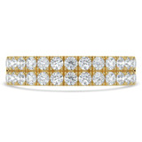 Round Lab Created Diamond Two-Row Semi-Eternity Wedding Band Ring in Yellow Gold (MVSXB1077-Y)