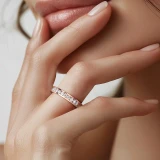 Round Lab Created Diamond Channel Set Semi-Eternity Wedding Band Ring in Rose Gold (MVSXB1081-R)
