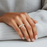 3 9/10 to 4 3/4 CTW Full Eternity Princess Lab Created Diamond Anniversary Wedding Band Ring in White Gold (MVSAR1013-W)