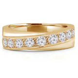 Round Diamond Fashion Semi-Eternity Wedding Band Ring in Yellow Gold (MVSXB0016-Y)
