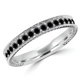 Round Black Diamond Semi-Eternity Wedding Band Ring in White Gold (MVSXB0031-W)