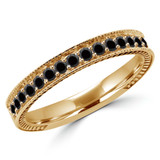 Round Black Diamond Semi-Eternity Wedding Band Ring in Yellow Gold (MVSXB0031-Y)
