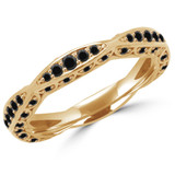 Round Black Diamond Semi-Eternity Wedding Band Ring in Yellow Gold (MVSXB0032-Y)