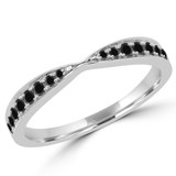 Round Black Diamond Semi-Eternity Wedding Band Ring in White Gold (MVSXB0036-W)