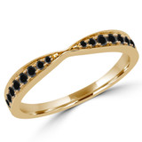Round Black Diamond Semi-Eternity Wedding Band Ring in Yellow Gold (MVSXB0036-Y)