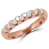 Round Diamond Seven-Stone Semi-Eternity Wedding Band Ring in Rose Gold (MVSXB0045-R)