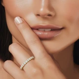 Round Diamond Semi-Eternity Wedding Band Ring in Yellow Gold (MVSXB0058-Y)