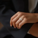 Round Diamond Open Infinity Semi-Eternity Wedding Band Ring in White Gold (MVSXB0067-W)