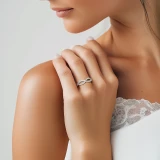 Round Diamond Open Infinity Semi-Eternity Wedding Band Ring in White Gold (MVSXB0067-W)