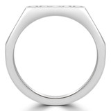 Round Diamond Half Hexagon Semi-Eternity Wedding Band Ring in White Gold (MVSXB0069-W)