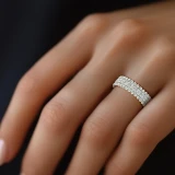 Round Diamond Semi-Eternity Wedding Band Ring in White Gold (MVSXB0076-W)