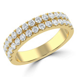 Round Diamond Two-Row Semi-Eternity Wedding Band Ring in Yellow Gold (MVSXB0077-Y)