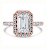 2.22 CTW Emerald Lab Created Diamond Emerald Halo Engagement Ring With an IGI Certified 1.5 CT VS1 D Center in 14K Rose Gold (MVSHE1324-R)