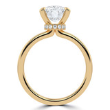 1.59 CTW Cushion Lab Created Diamond Hidden Halo Solitaire with Accents Engagement Ring With an IGI Certified 1.5 CT VS1 D Center in 14K Yellow Gold (MVSHE1381-Y)