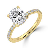 1.81 CTW Cushion Lab Created Diamond Hidden Halo Solitaire with Accents Engagement Ring With an IGI Certified 1.5 CT VS1 D Center in 14K Yellow Gold (MVSHE1460-Y)
