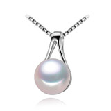 Teardrop White Freshwater PearlPendant Necklace in 0.925 White Sterling Silver With Chain (MDS170024)