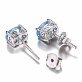 1 9/10 CTW Oval Blue Topaz 4-Prong Stud Earrings in 0.925 White Sterling Silver (MDS170117)