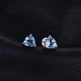 1 7/8 CTW Trillion Blue Topaz 3-Prong Stud Earrings in 0.925 White Sterling Silver (MDS170124)