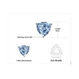 1 7/8 CTW Trillion Blue Topaz 3-Prong Stud Earrings in 0.925 White Sterling Silver (MDS170124)
