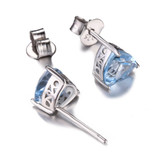 1 7/8 CTW Trillion Blue Topaz 3-Prong Stud Earrings in 0.925 White Sterling Silver (MDS170124)