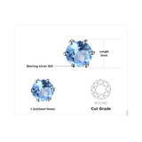 1 1/5 CTW Round Blue Topaz 6-Prong Stud Earrings in 0.925 White Sterling Silver (MDS170152)
