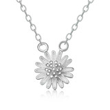Flower Floral Pendant Necklace in 0.925 White Sterling Silver With Chain (MDS170300)