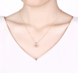 9/10 CT Round Pink Rose Quartz Solitaire 18K Rose Gold Plated Pendant Necklace in 0.925 Sterling Silver With Chain (MDS170319)