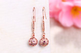1 1/4 CTW Round Purple Amethyst Bezel Set Drop/Dangle 18K Rose Gold Plated Earrings in 0.925 Sterling Silver (MDS170354)