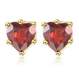 1/3 CT Heart Red Garnet 6-Prong Stud 18K Yellow Gold Plated Earrings in 0.925 Sterling Silver (MDS170362)