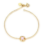 1/2 CT Round Pink Quartz Link 18K Yellow Gold Plated Bracelet in 0.925 Sterling Silver (MDS170371)