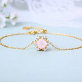 1 1/4 CTW Round Pink Quartz Link 18K Yellow Gold Plated Bracelet in 0.925 Sterling Silver (MDS170374)