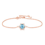 1 1/4 CTW Round Blue Topaz Link 18K Rose Gold Plated Bracelet in 0.925 Sterling Silver (MDS170375)