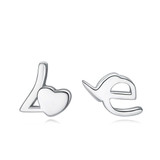 Love Stud Earrings in 0.925 White Sterling Silver (MDS170398)