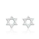 Star of David Stud Earrings in 0.925 White Sterling Silver (MDS170405)