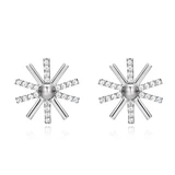 1/20 CTW Round White Lab Created Cubic Zirconia  Geometric Snowflake Stud Earrings in 0.925 White Sterling Silver (MDS170410)