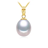 Round Blue Freshwater Pearl Halo Pendant Necklace in 0.925 Sterling Silver With Chain (MDS210187)