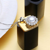CTW Round White Freshwater Pearl Eternity Rose Gold Plated Ring in 0.925 White Sterling Silver (MDS210228)