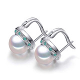CTW Round White Freshwater Pearl Drop/Dangle Earrings in 0.925 White Sterling Silver (MDS210250)
