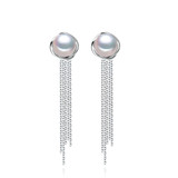 Pear Green Freshwater Pearl Stud Earrings in 0.925 White Sterling Silver (MDS210266)