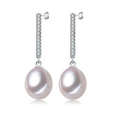Round Green Freshwater Pearl Halo Stud Earrings in 0.925 White Sterling Silver (MDS210270)