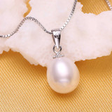 Oval Blue Freshwater Pearl Halo Pendant Necklace in 0.925 White Sterling Silver With Chain (MDS210289)
