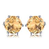 1 CT Round Citrine Solitaire Rose Gold Plated Pendant Necklace in 0.925 White Sterling Silver With Chain (MDS210306)
