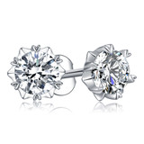 3/8 CTW Round Pink Lab Created Moissanite  Star Cluster Huggie Yellow Gold Plated Earrings in 0.925 White Sterling Silver (MDS230176)