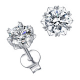 3/8 CTW Round Pink Lab Created Moissanite  Star Cluster Huggie Yellow Gold Plated Earrings in 0.925 White Sterling Silver (MDS230176)