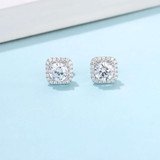 3/4 CTW Emerald White Lab Created Moissanite  Dancing Charm Huggie Yellow Gold Plated Earrings in 0.925 White Sterling Silver (MDS230178)