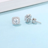 3/4 CTW Emerald White Lab Created Moissanite  Dancing Charm Huggie Yellow Gold Plated Earrings in 0.925 White Sterling Silver (MDS230178)